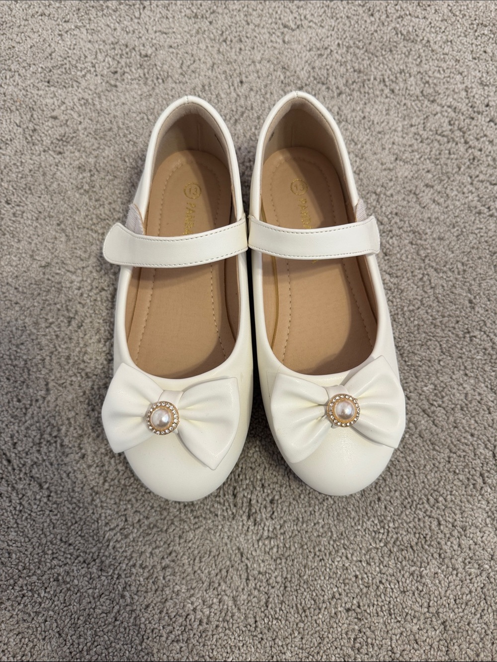 Girls White Bow Mary Jane Dress Shoes size 13